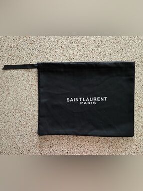 Saint Laurent Paris Black Canvas Dust Bag w/ Cinch Ribbon L:14" x H:11"